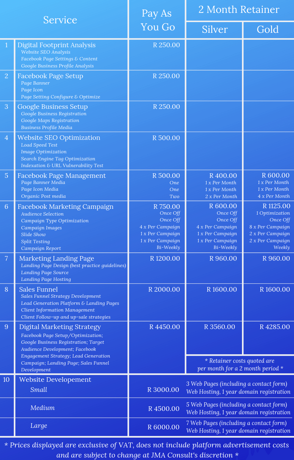 JMA-Consult-Service-Price-List JMA Consult Service Price List